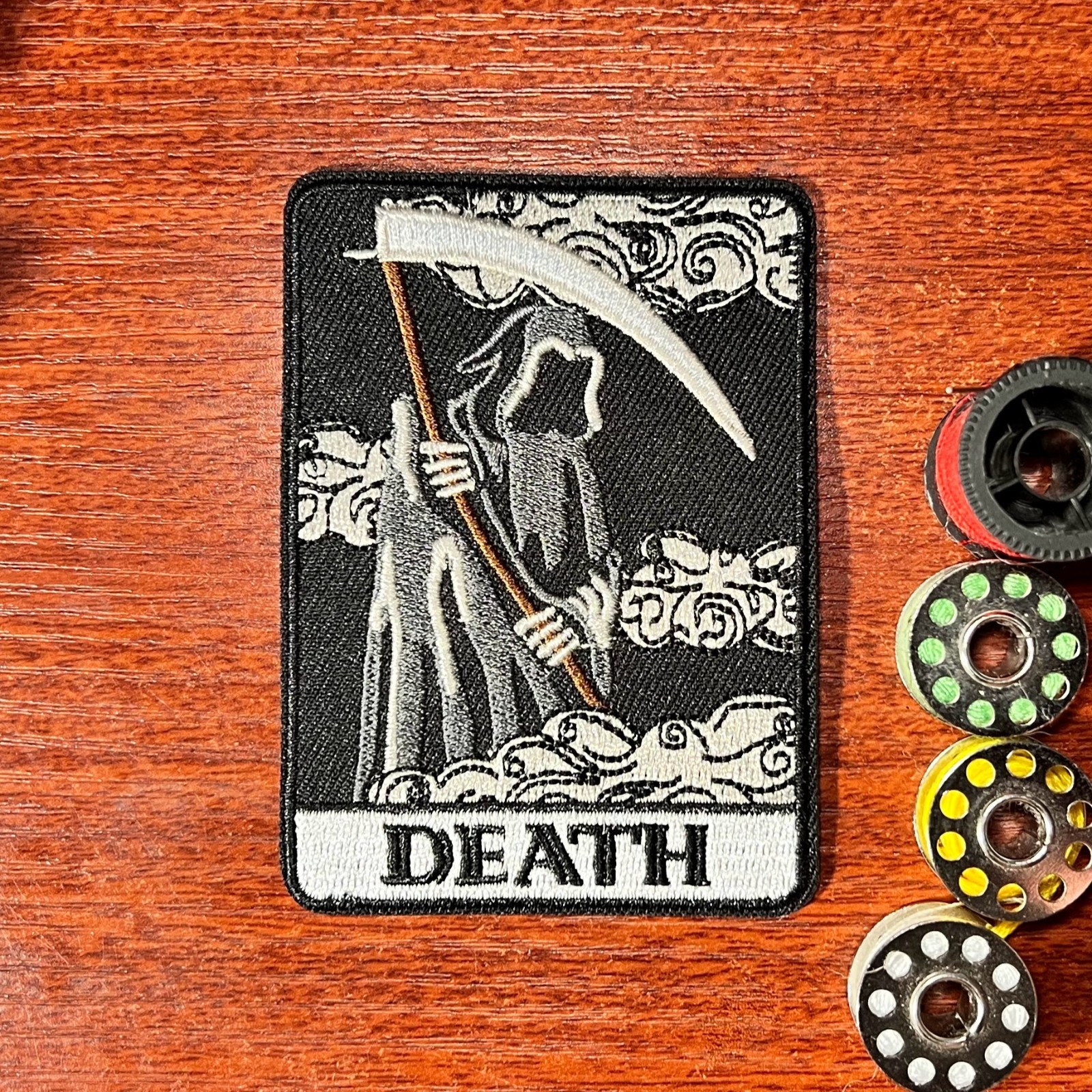 Death Tarot Card Grim Reaper Patch Goth Punk Embroidered Iron On Patch 2.5x3.5\