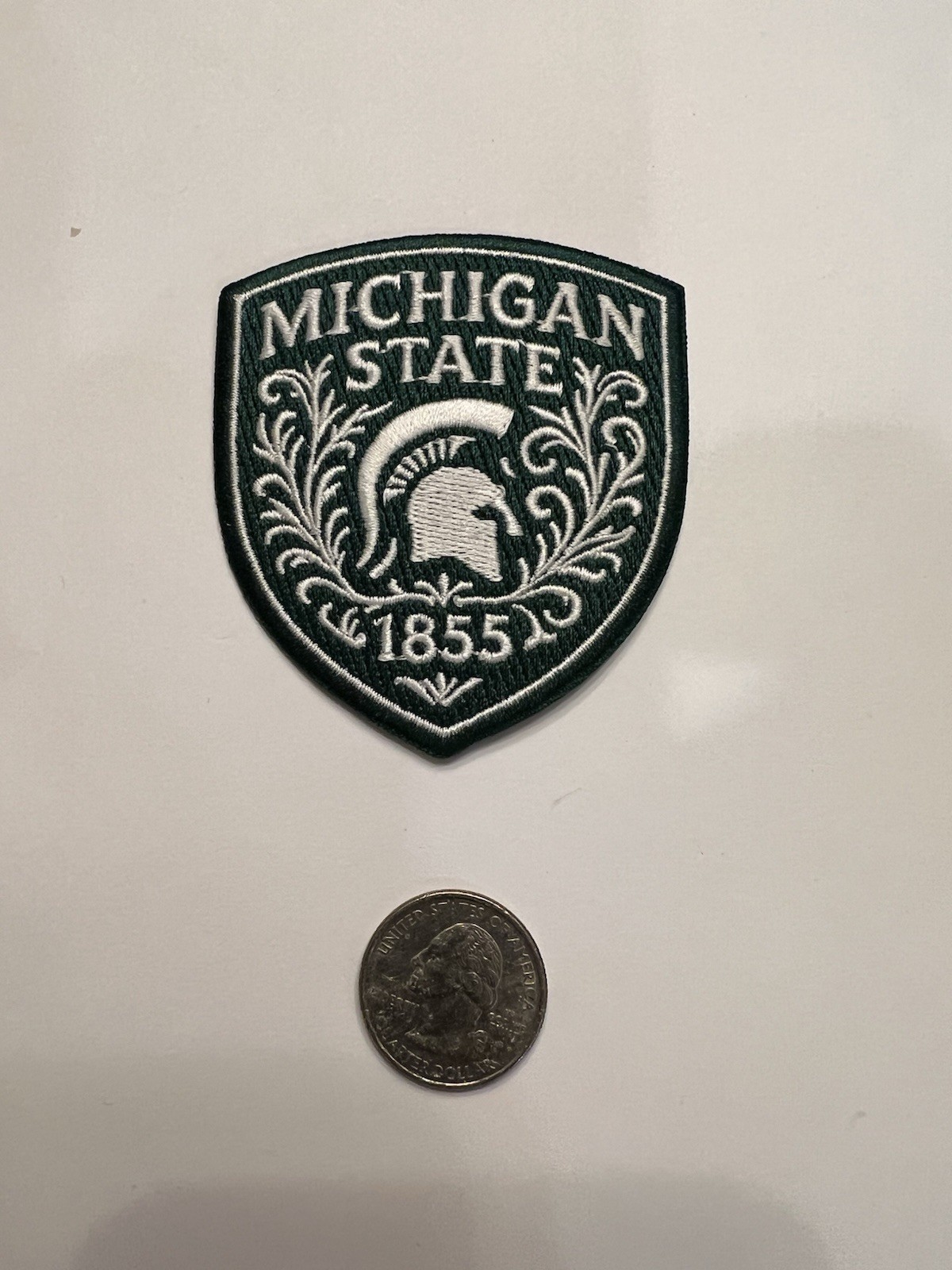 MSU Michigan State Established 1855 embroidered iron on patch 3.25” X 3” MSU Michigan State Established 1855 embroidered iron on patch 3.25” X 3”