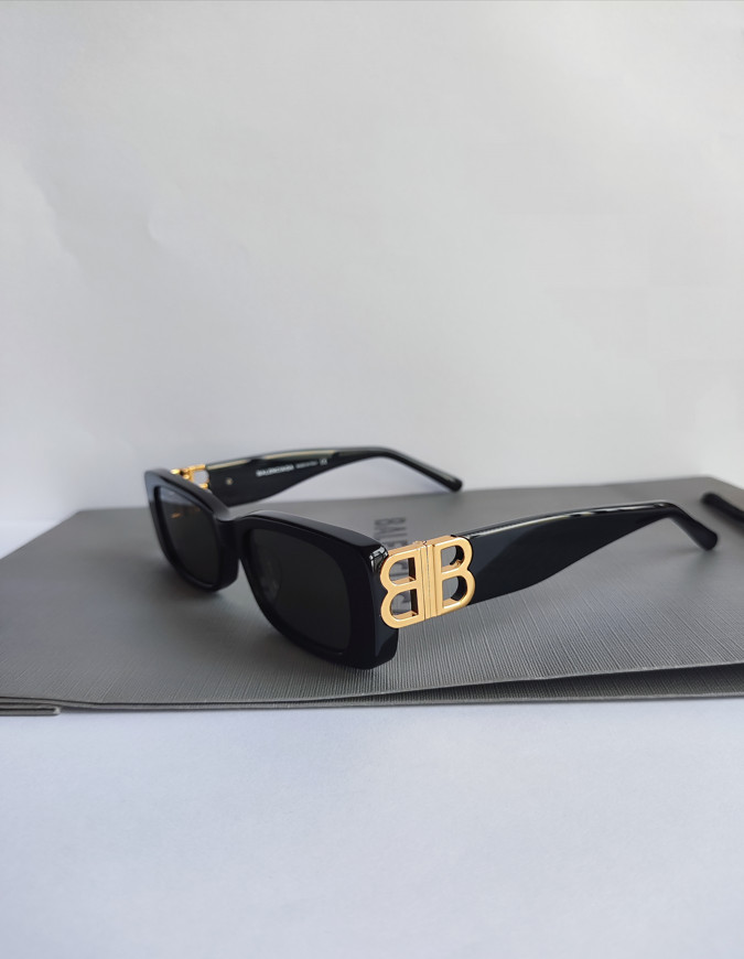 Authentic Balenciaga BB0096S Grey/Black Full-Rim Rectangle Unisex Sunglasses