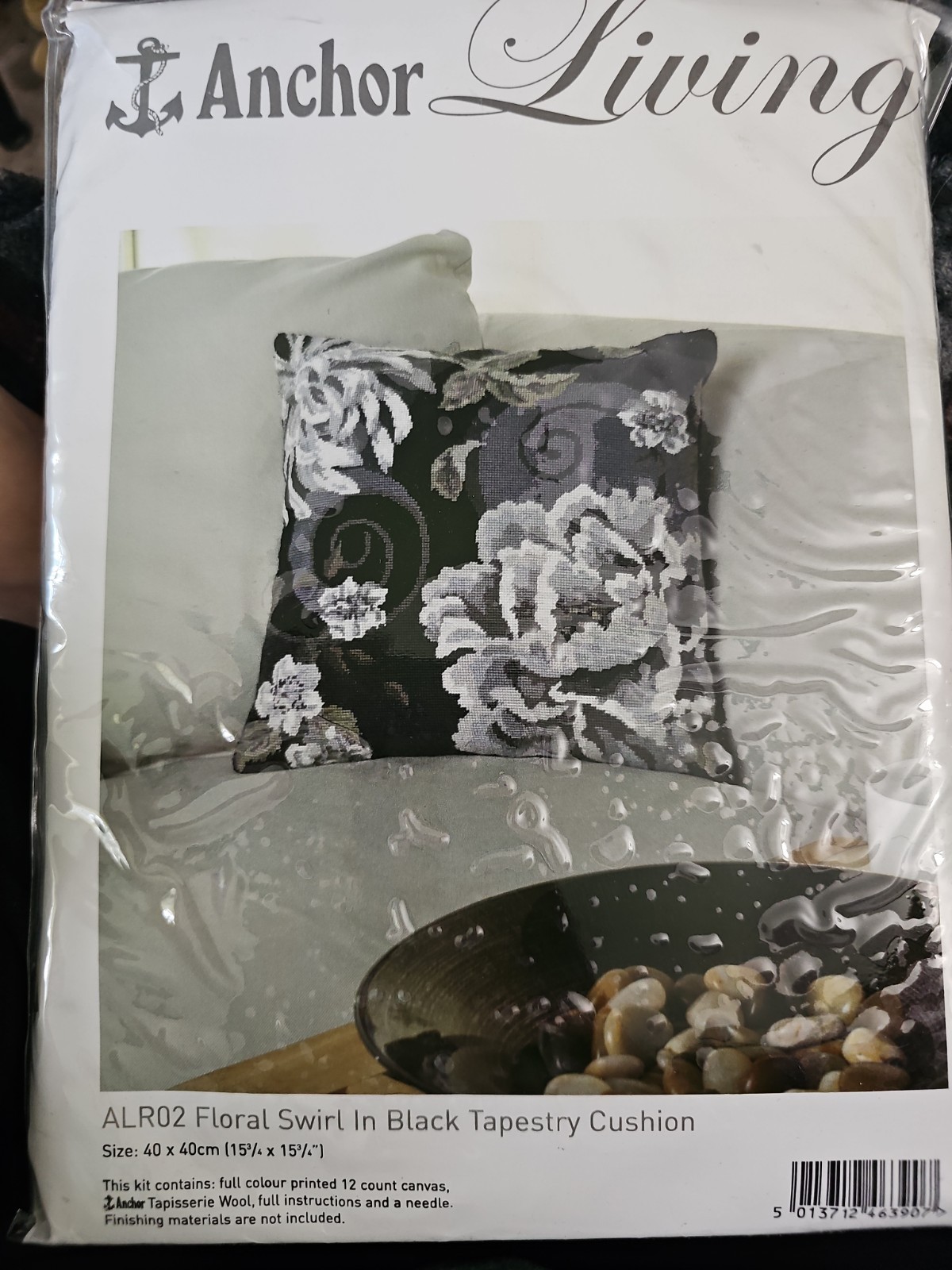 Vtg Anchor Living Floral Swirl Black Tapestry Needlepoint Kit Vtg Anchor Living Floral Swirl Black Tapestry Needlepoint Kit