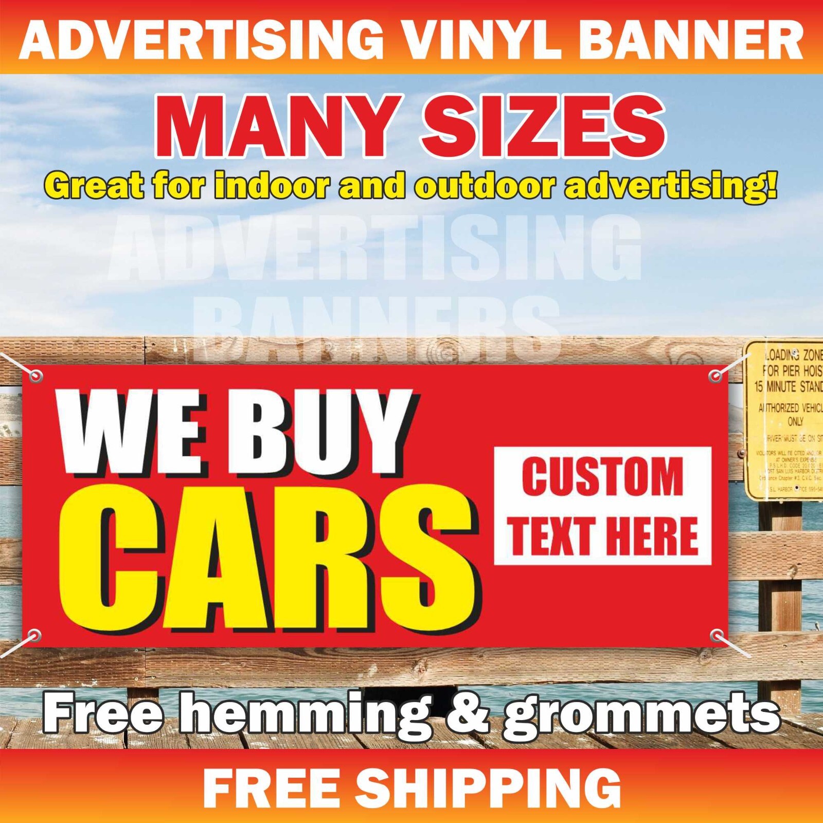 WE BUY CARS Advertising Banner Vinyl Mesh Sign dealership cash payment truck