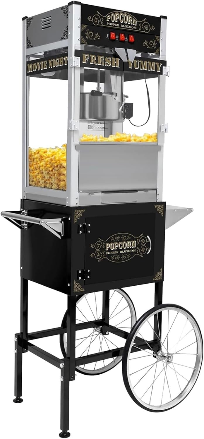20oz Vintage Style Popcorn Machine Maker Popper with Cart and 20-Ounce Kettle
