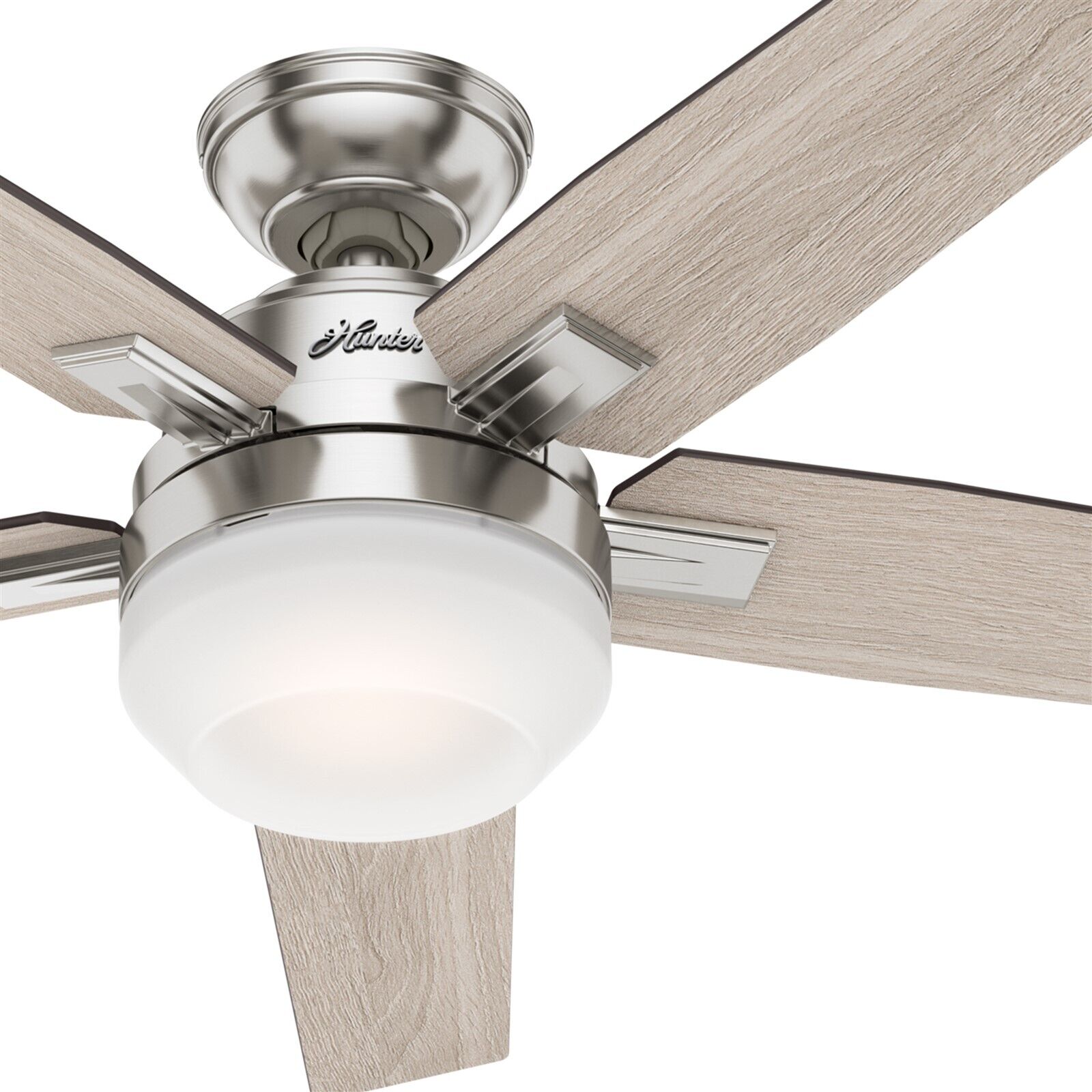 Hunter Fan 52 inch Contemporary Brushed Nickel Ceiling Fan with Remote and Light