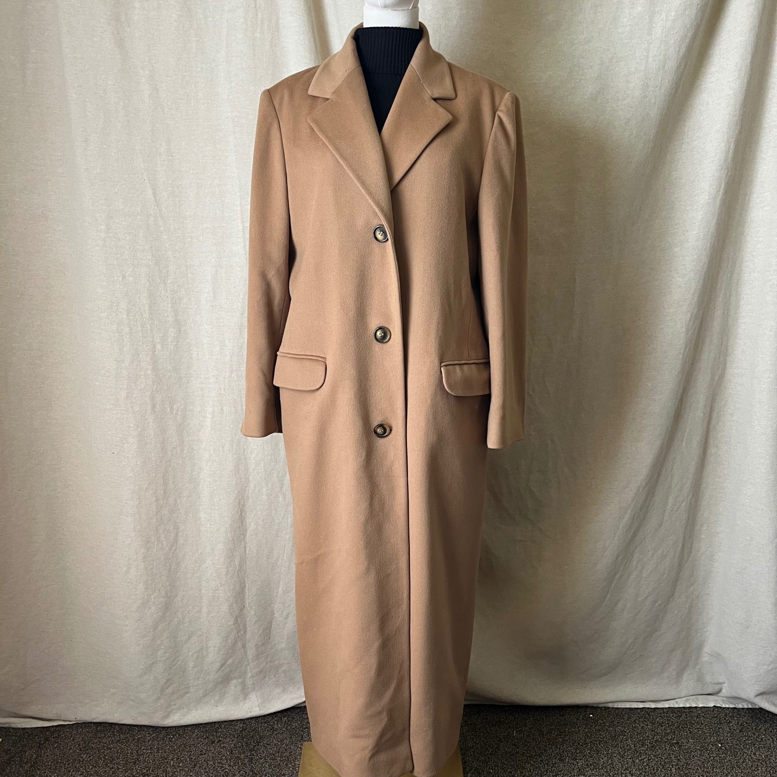Vintage Cinzia Rocca Camel Wool Coat Made in Italy Sz M Long Maxi Overcoat AS IS