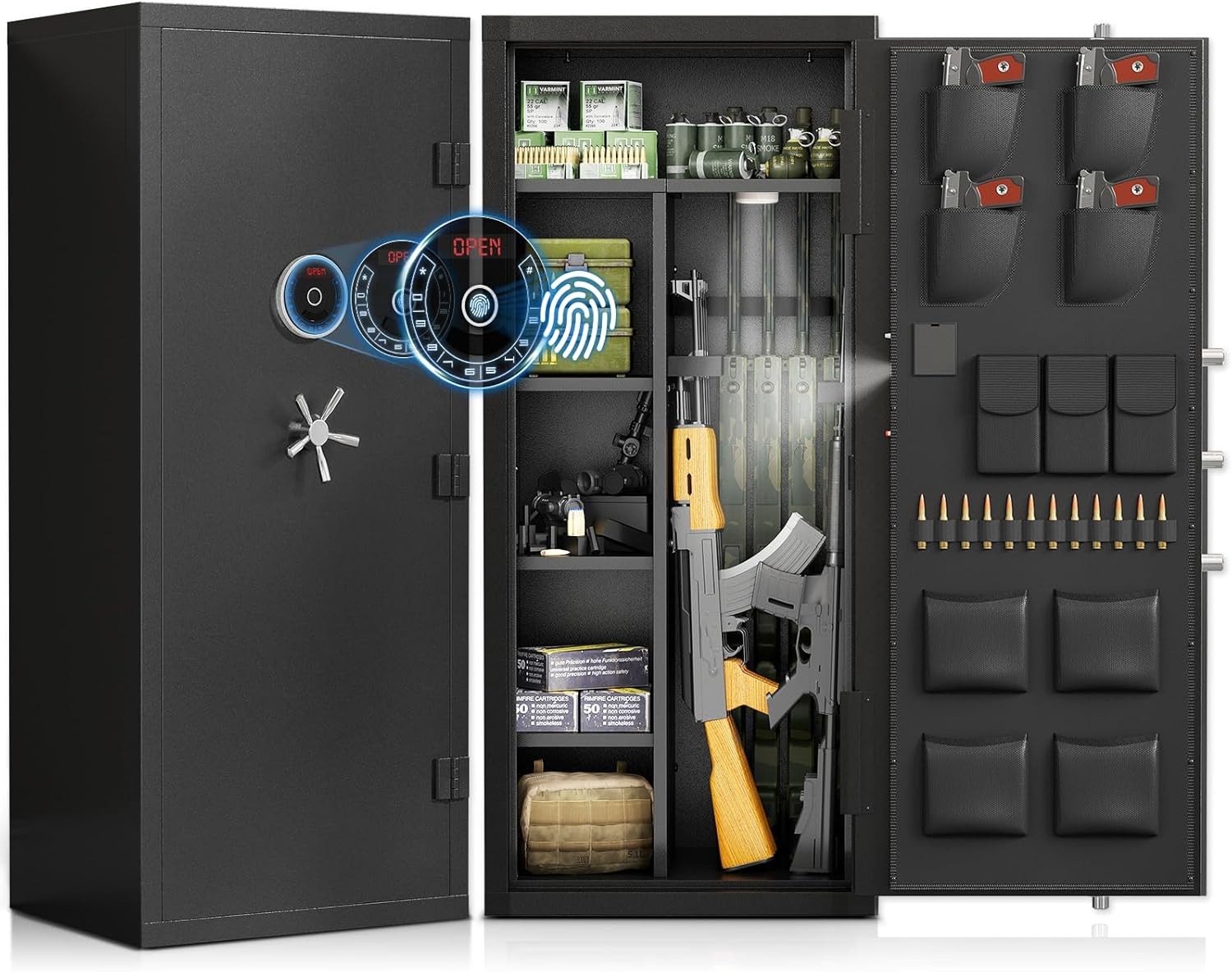 Unassembled 20-25 Large Gun Safe, Biometric Rifle Safe Gun Cabinet with Alarm Unassembled 20-25 Large Gun Safe, Biometric Rifle Safe Gun Cabinet with Alarm