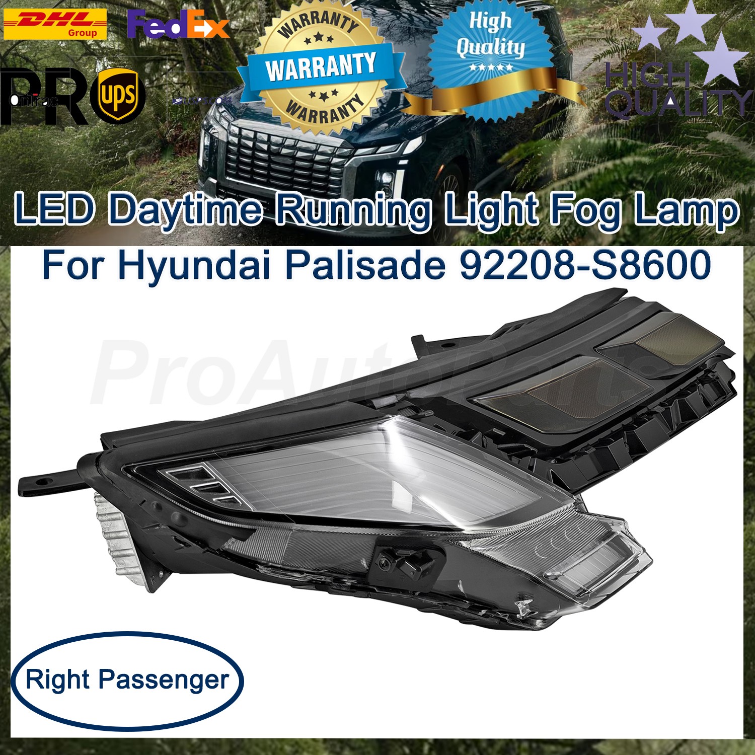 Right Passenger LED Daytime Running Light Fog Lamp For Hyundai Palisade 2023-25