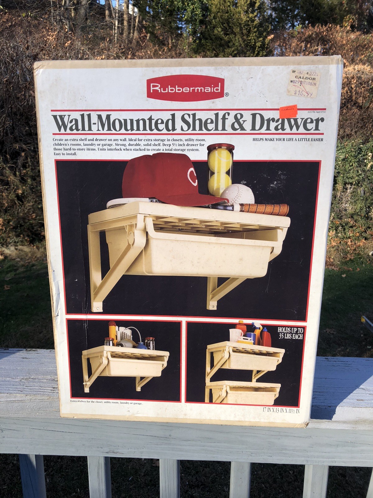 NEW VINTAGE ALMOND RUBBERMAID SHELF 17X12.5 W/SLIDE OUT DRAWER #2224 HOLDS 35LB