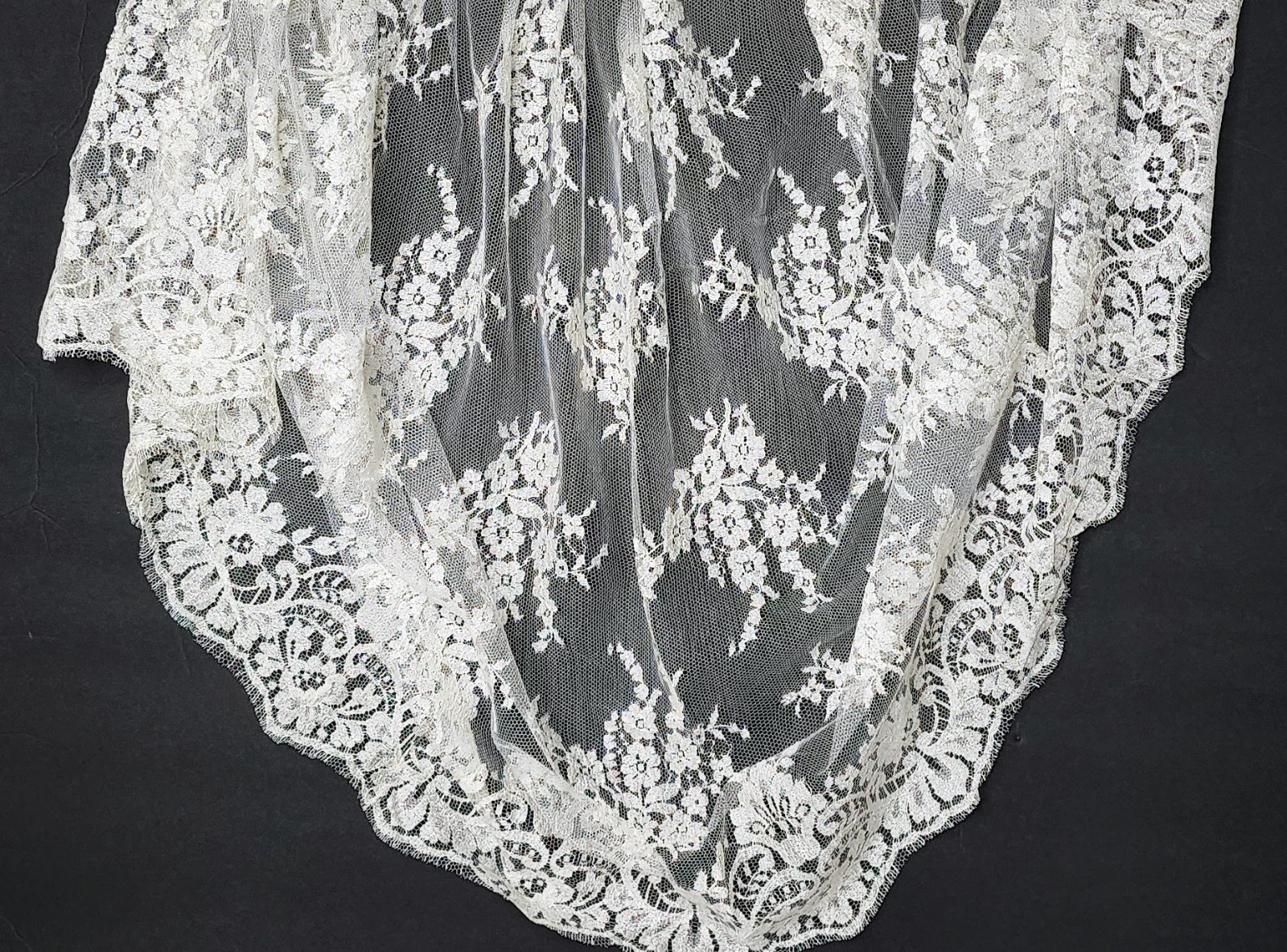 Vintage Solstiss French Lace Ecru Floral 3+ Yards Couture Bridal 407638