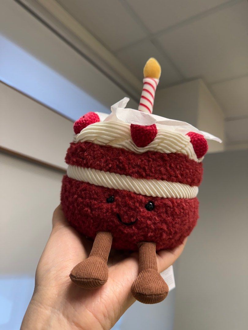 Jellycat Amuseables Birthday Cake Plush Toy Red NWT with Dust Bag Cute Gift