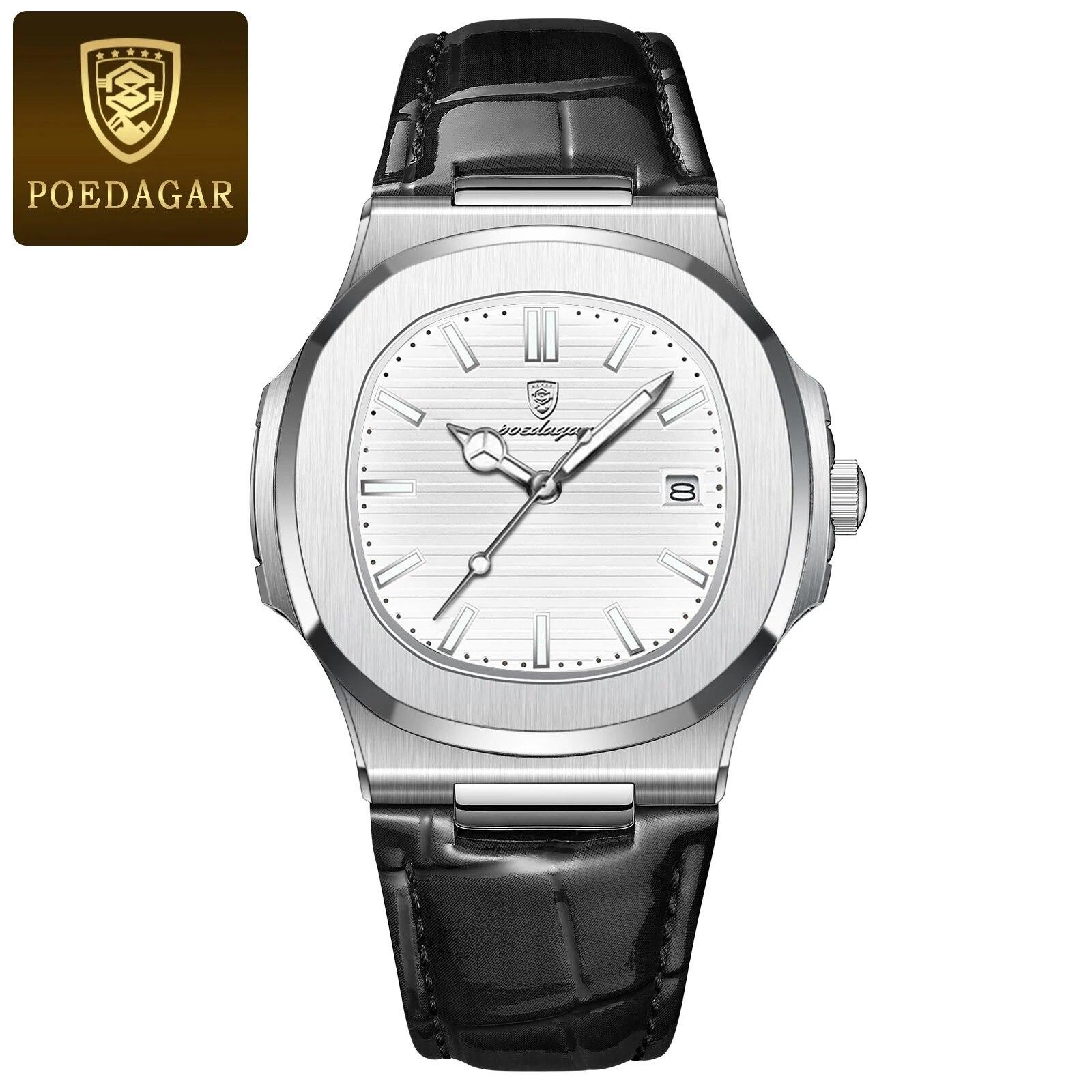 Poedagar Luxury Square Men Watch Date Waterproof Luminous Wristwatch Poedagar Luxury Square Men Watch Date Waterproof Luminous Wristwatch