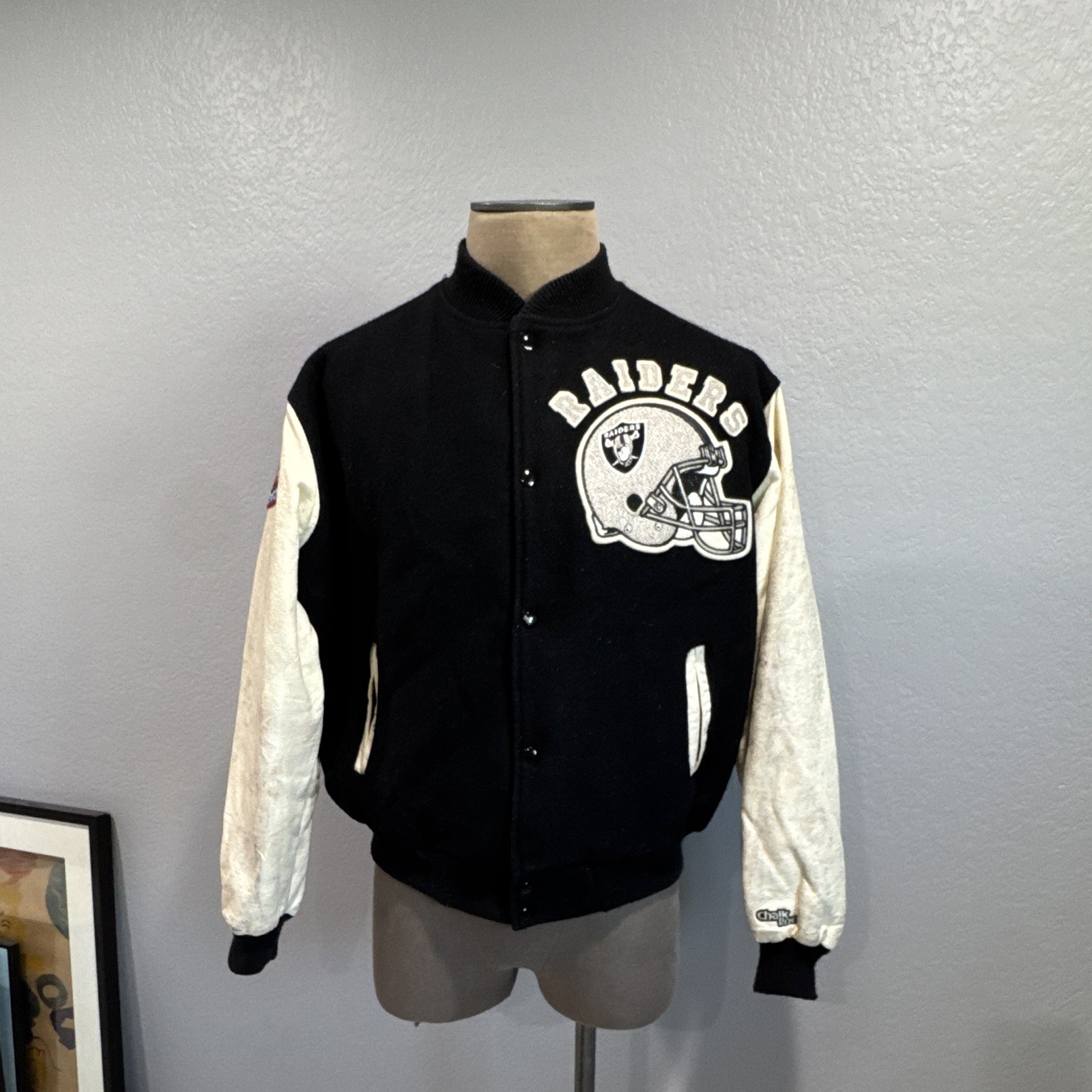 Raiders Varsity Jacket XL 80’s Era Locker Line Made In USA Raiders Varsity Jacket XL 80’s Era Locker Line Made In USA