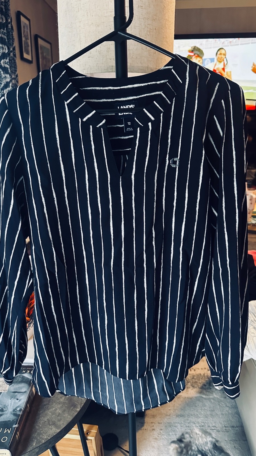 chase apparel lands end, blue and white stripes