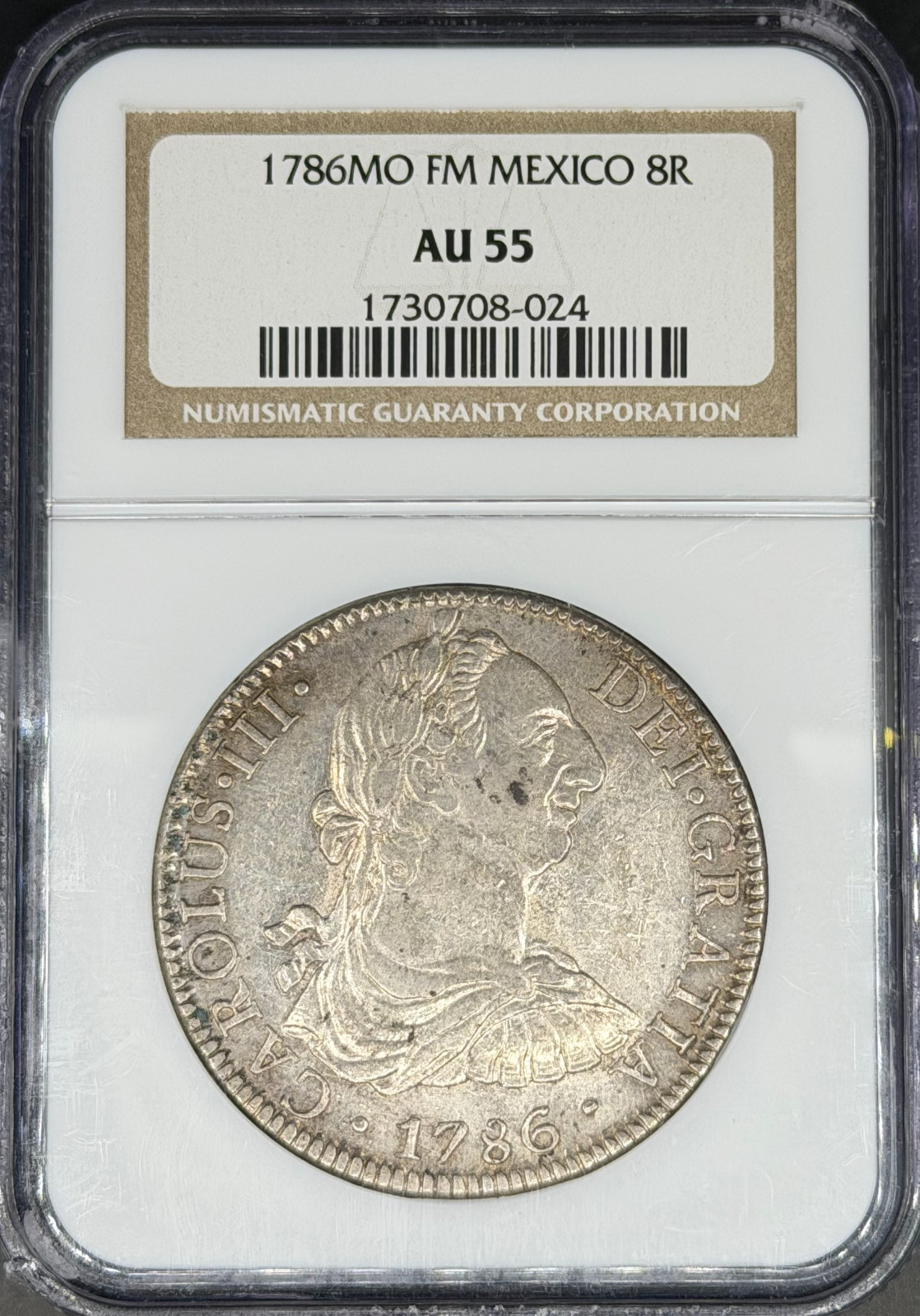 1786 Mo-FM 8 Reales Spanish Colonial Mexico NGC AU-55 1786 Mo-FM 8 Reales Spanish Colonial Mexico NGC AU-55