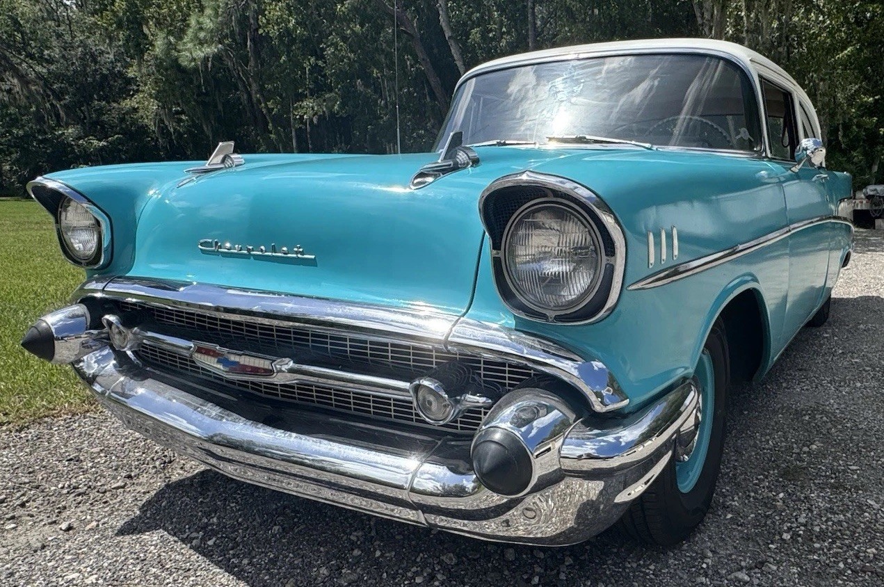Rare 1957 Chevrolet 210 24K Mi Tropical Turquoise Color 6Cyl 3speed RUNS Great