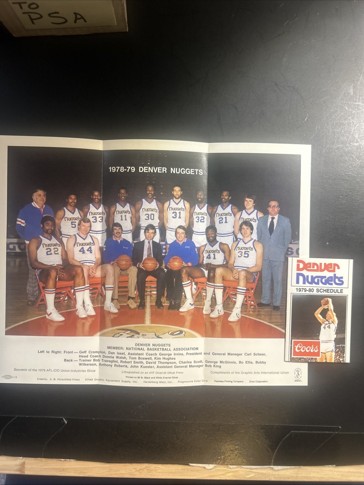 Vintage 1978-79 Denver Nuggets Team Photo Pocket Schedule Lot NBA David Thompson