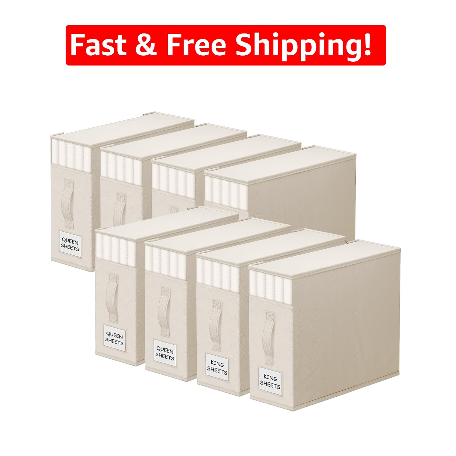 Elegant 8-Pack Bed Sheet Organizers with Label & Window - Space-Saving Storage