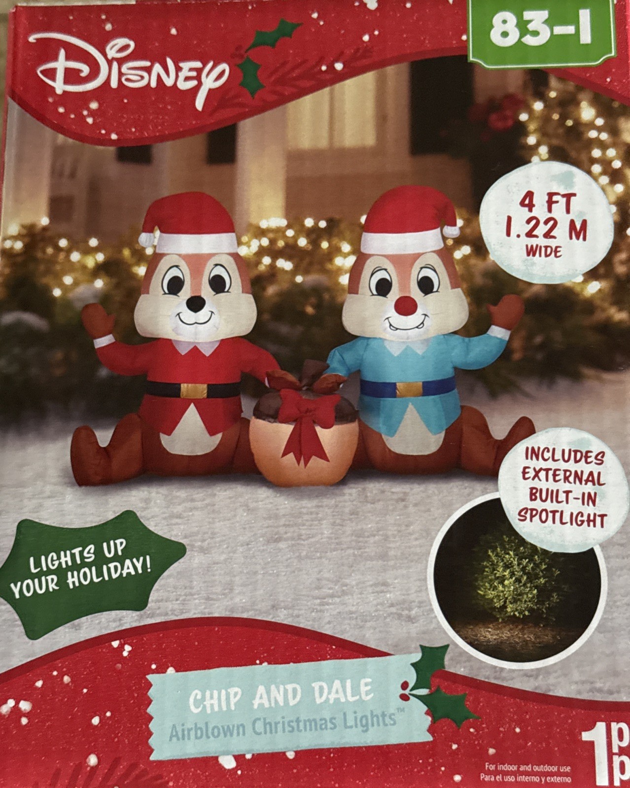 Disney Chip And Dale With Santa Hat Christmas 4' Light Up Airblown Inflatable Disney Chip And Dale With Santa Hat Christmas 4' Light Up Airblown Inflatable