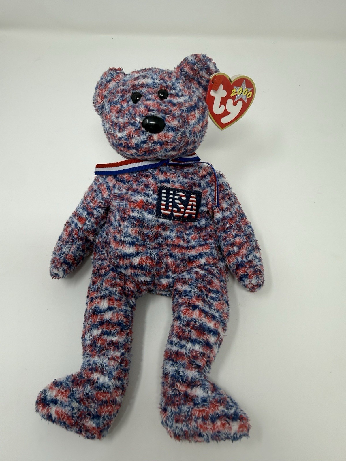 ty Beanie Babies USA Bear Red White Blue July 4, 2000 Hologram Tag Rare w Errors ty Beanie Babies USA Bear Red White Blue July 4, 2000 Hologram Tag Rare w Errors
