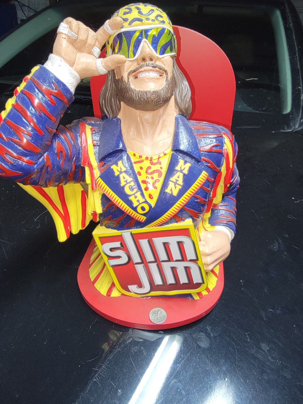 Slim Jim Macho Man Randy Savage Collectible Store Display Figure Red Base Slim Jim Macho Man Randy Savage Collectible Store Display Figure Red Base
