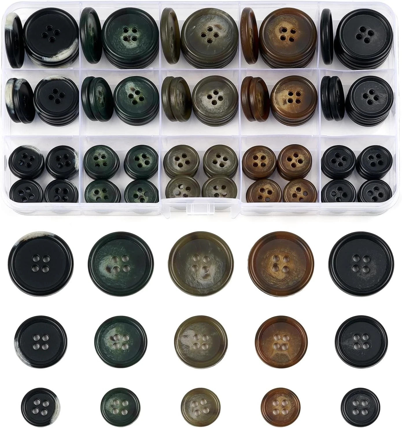 105Pcs Mixed Sewing Buttons,5 Color 4-Hole Craft Buttons,3 Size (15mm, 20mm, 25m 105Pcs Mixed Sewing Buttons,5 Color 4-Hole Craft Buttons,3 Size (15mm, 20mm, 25m