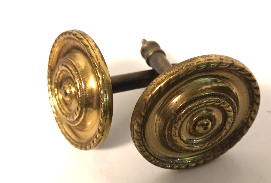 Pair Vintage Solid Brass Medallion Rope Twist Border Curtain Holdbacks Pair Vintage Solid Brass Medallion Rope Twist Border Curtain Holdbacks