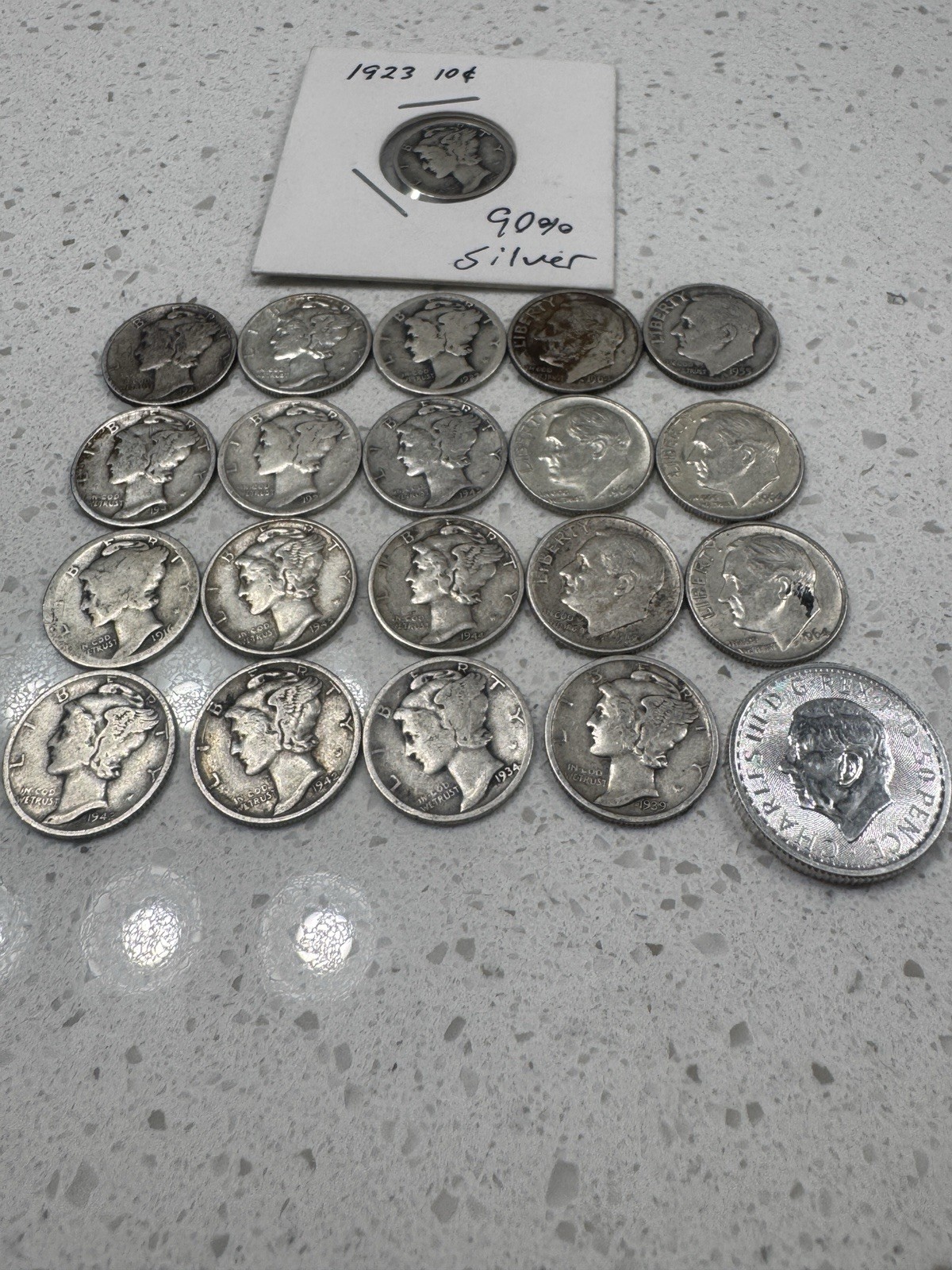 1923 Mercury Dime 10C 90% Silver Philadelphia Business Strike in Holder Lot