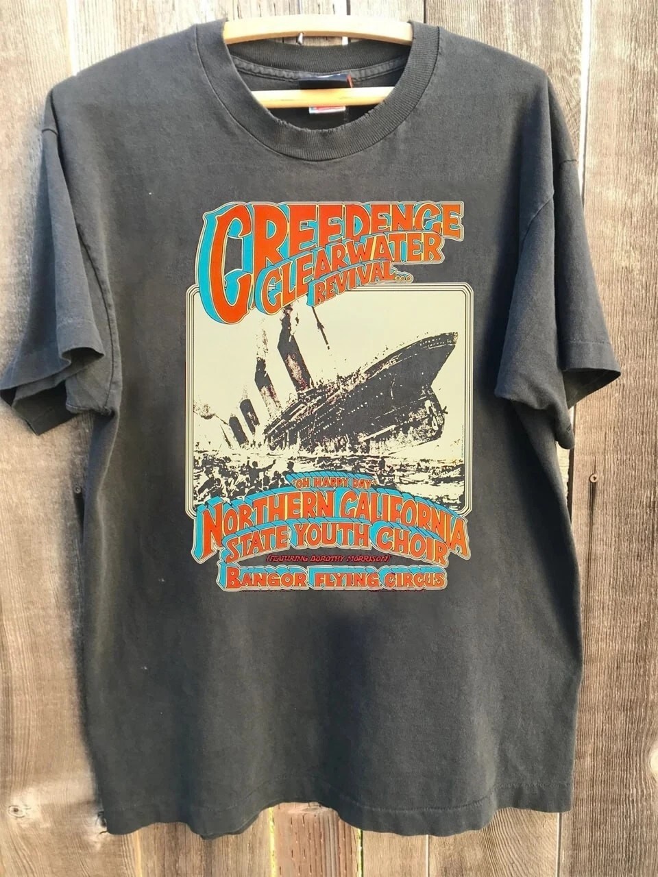 Creedence Clearwater Revival Concert Poster 90s charcoal T shirt vtg S-5XL