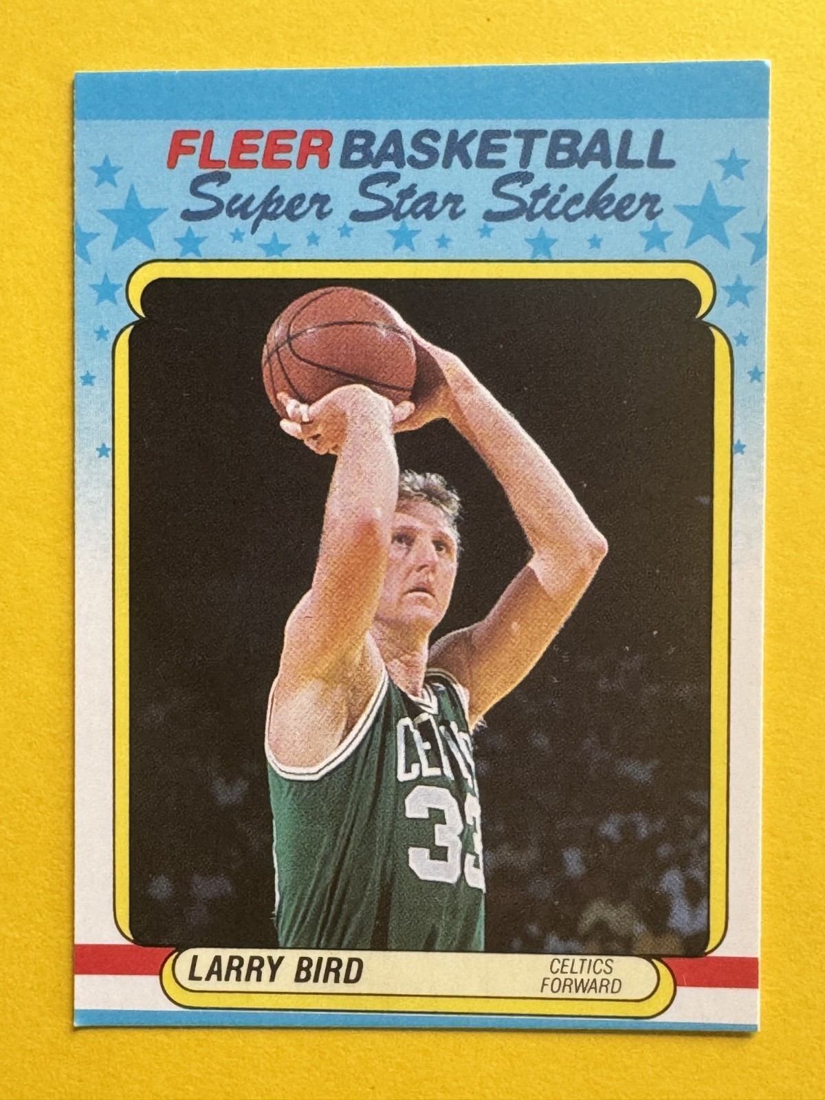 1988 Fleer Basketball #2 Larry Bird Boston Celtics Sticker Ex-Mint 1988 Fleer Basketball #2 Larry Bird Boston Celtics Sticker Ex-Mint