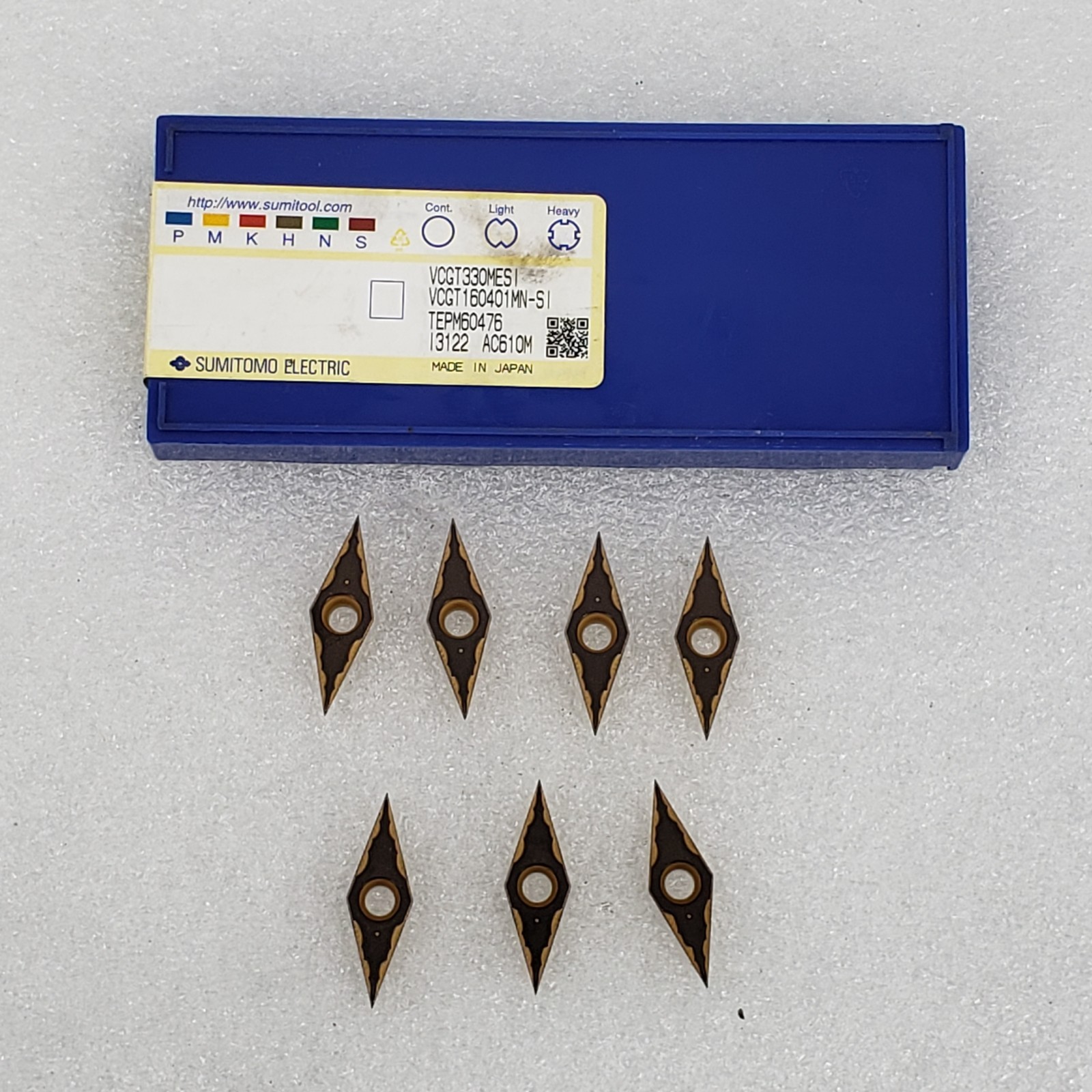 ( QTY : 7 ) Sumitomo VCGT330MESI  AC610M Carbide Turning Insert