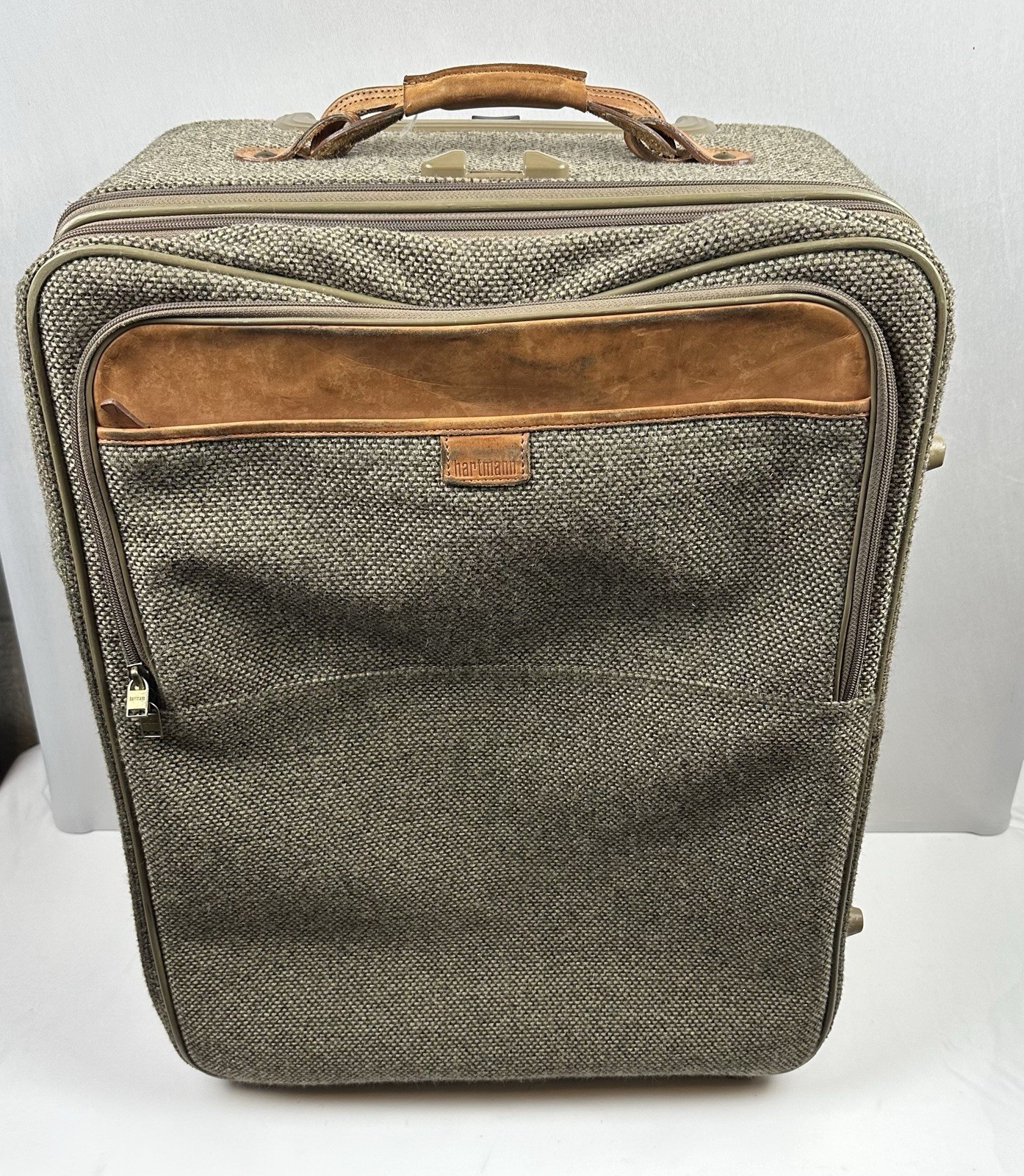 Vintage Hartmann Tweed Rolling Suitcase Leather Trim Luggage Vintage Hartmann Tweed Rolling Suitcase Leather Trim Luggage