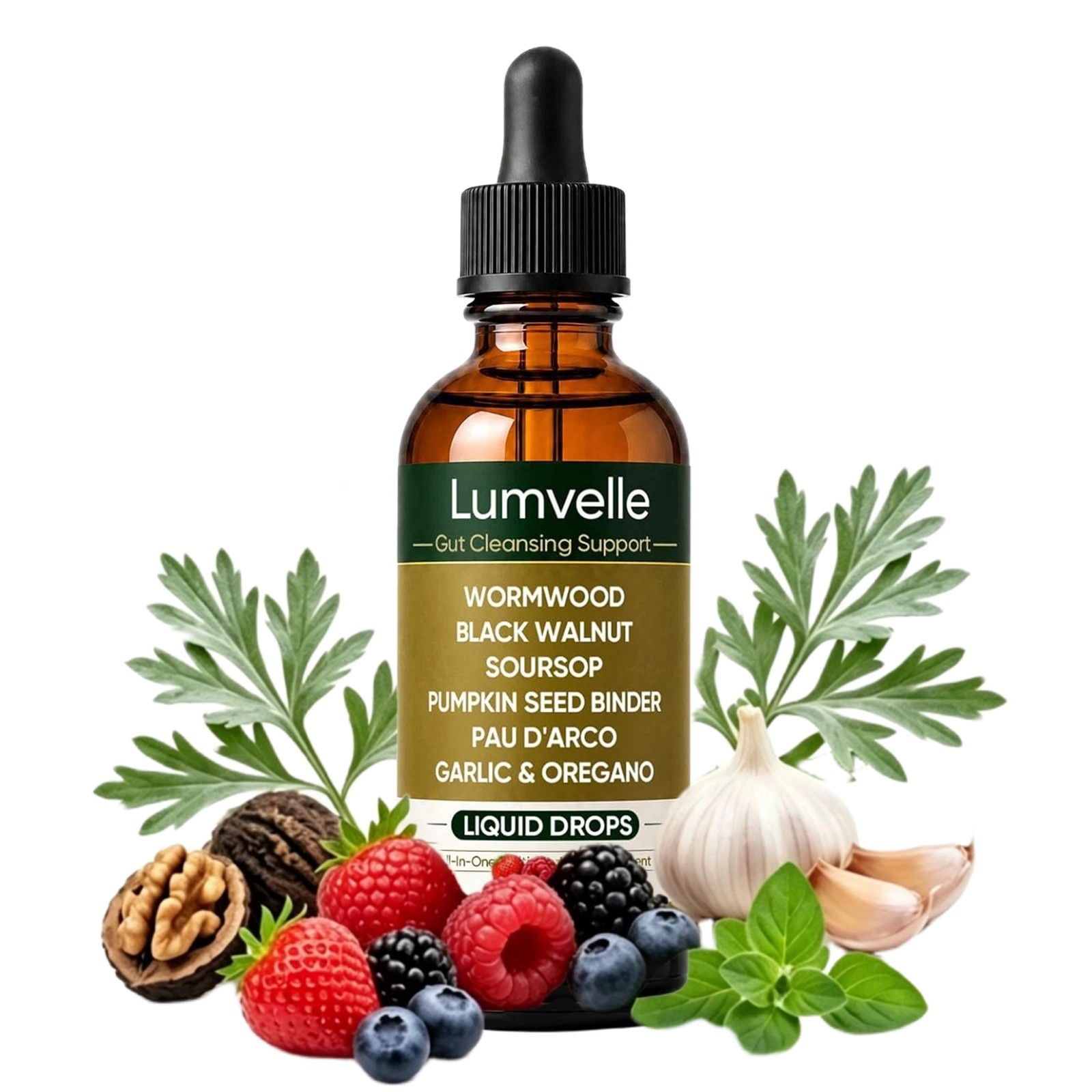 LUMVELLE Wild Harvested Wormwood Herbal Liquid Botanical Supplement Drops 60ML