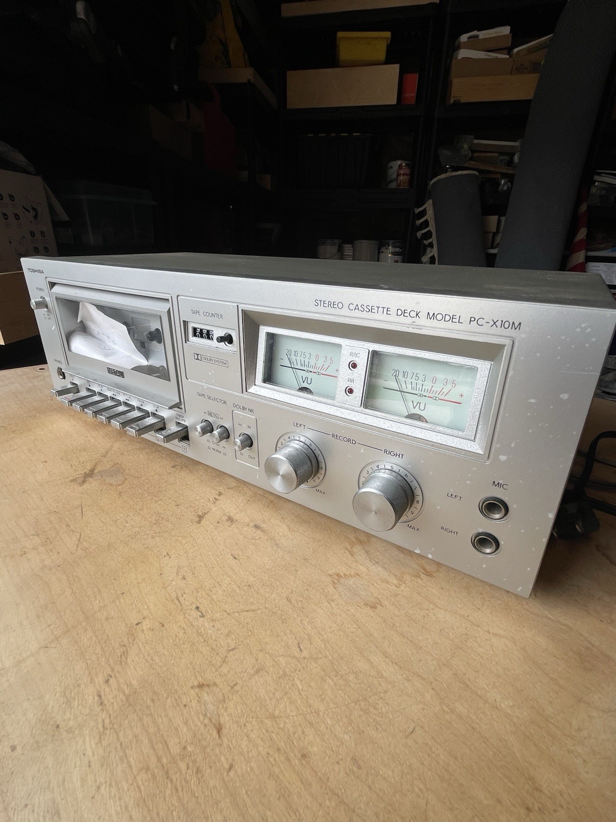 Toshiba PC-X10m Stereo Cassette Deck -Tested Working-VU Meters-Vintage Japan