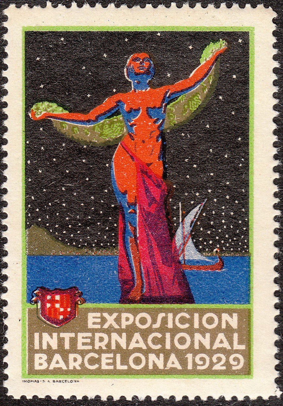 Stamp Label Spain Exposition 1929 Poster Cinderella Barcelona Exhibition MNH