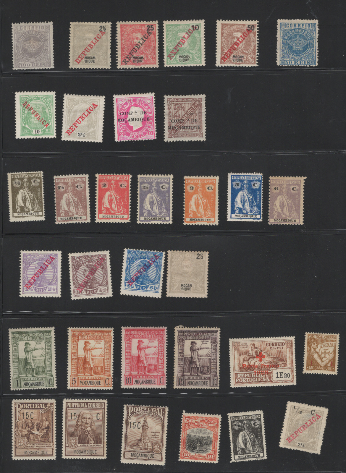 Mozambique 60+ Mint Stamps Lot Republica Overprints Mozambique Company Vintage