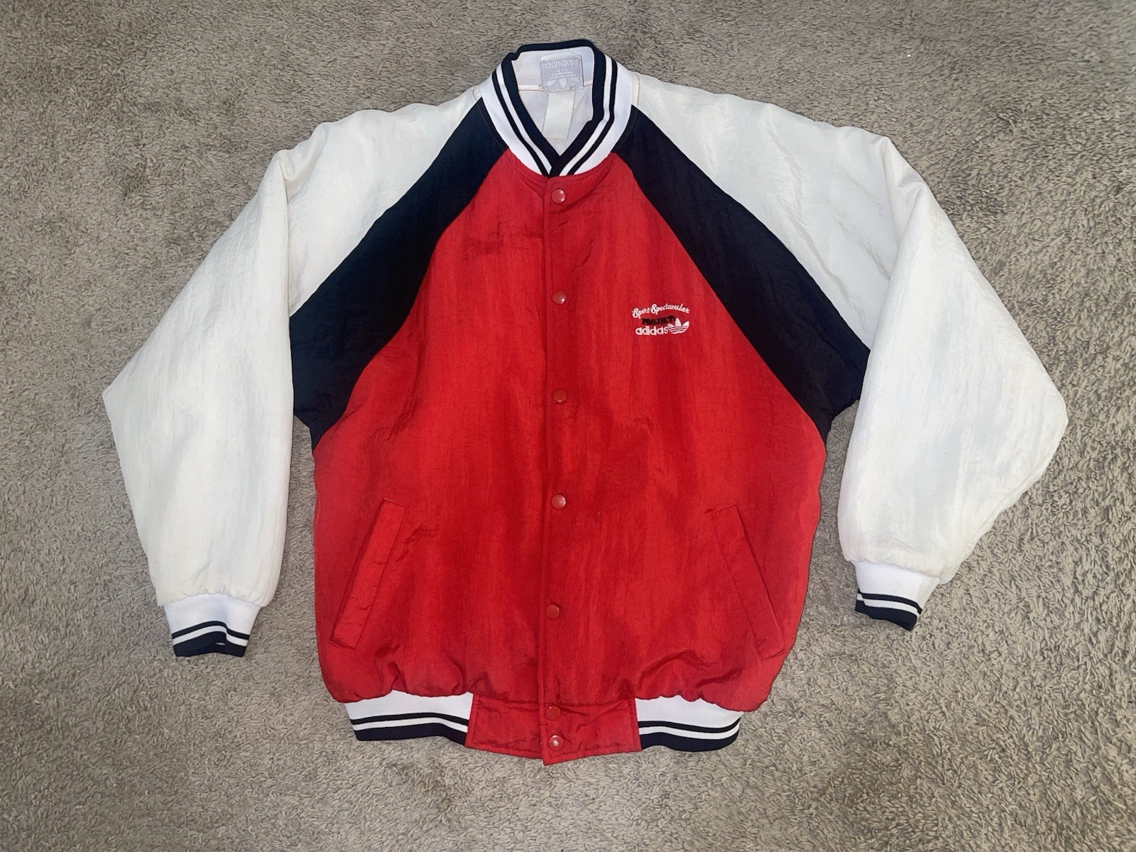 Vintage 80s Adidas Project Sports Spectacular Bomber Jacket Red White Size M Vintage 80s Adidas Project Sports Spectacular Bomber Jacket Red White Size M