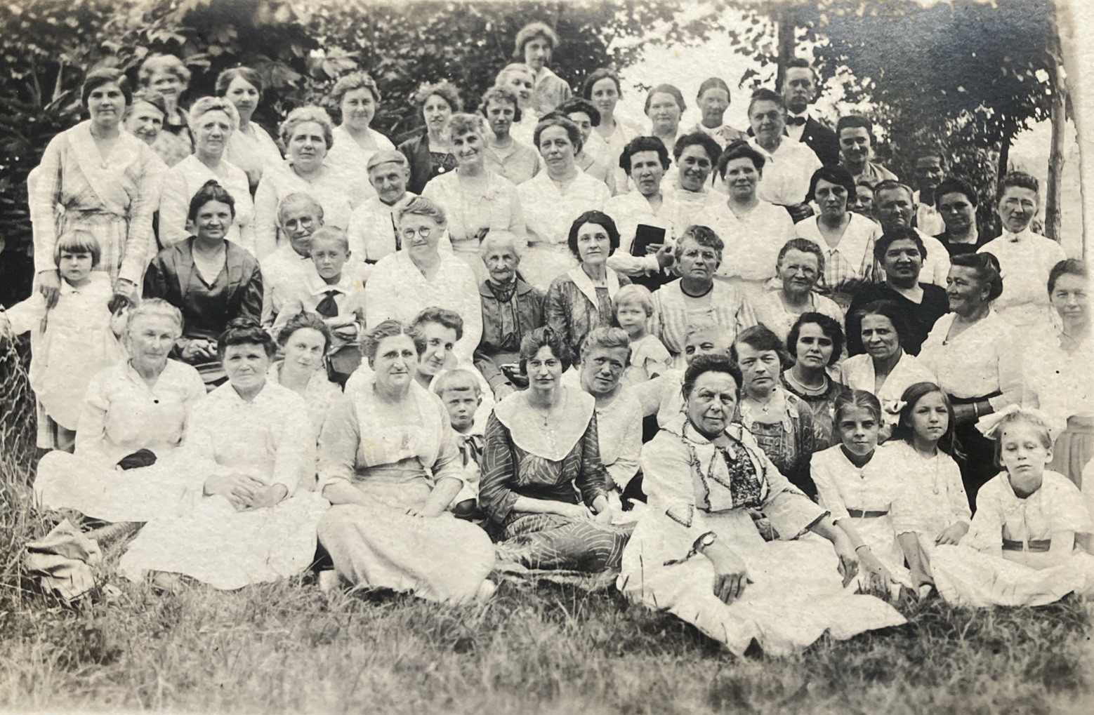 A Whole Bunch Of Women & Only 2 Guys RPPC Group Photo Early 1900s A Whole Bunch Of Women & Only 2 Guys RPPC Group Photo Early 1900s