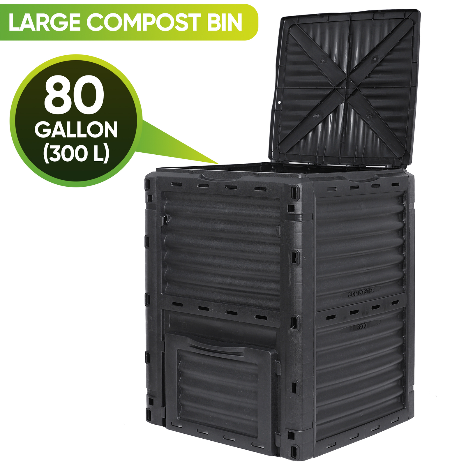 Large Garden Compost Bin 80 Gallon Outdoor Composter Bin from BPA Free Material 
