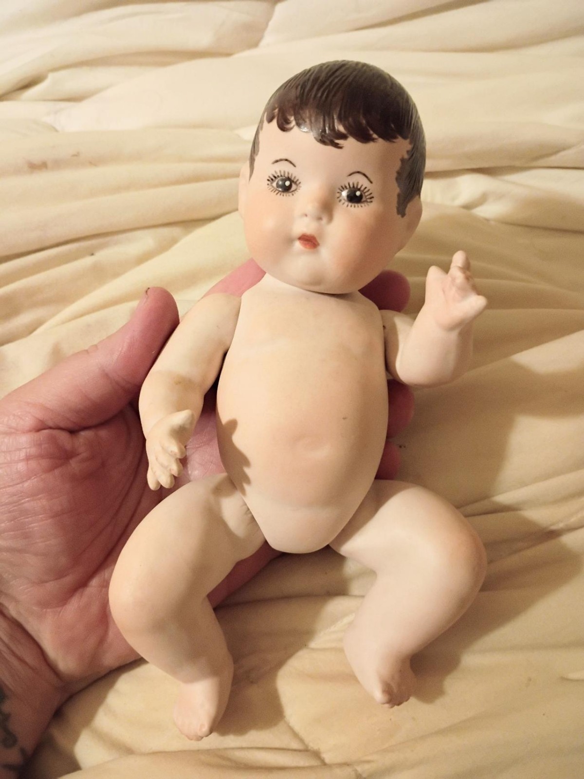 Vintage 1930s Dionne Quintuplets bisque porcelain miniature doll marked DIONNE Vintage 1930s Dionne Quintuplets bisque porcelain miniature doll marked DIONNE