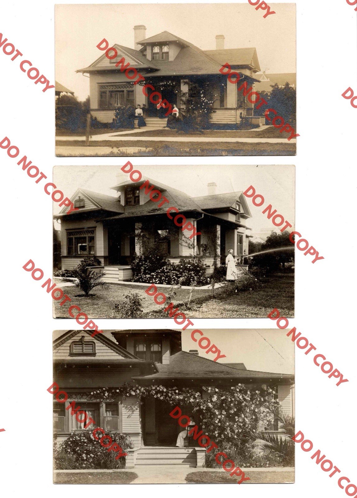 LOT OF (3) c1910 Private Residence Home House ORANGE California CA RPPC Photo LOT OF (3) c1910 Private Residence Home House ORANGE California CA RPPC Photo