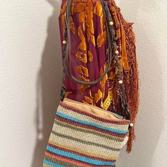 Vintage 2000s boho Sun N Sand crochet shoulder crossbody bag beaded straps Vintage 2000s boho Sun N Sand crochet shoulder crossbody bag beaded straps