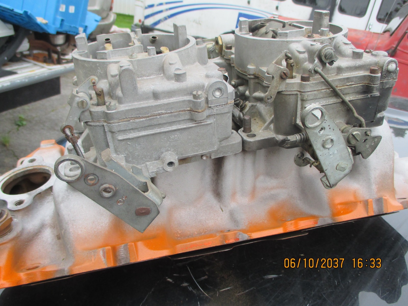 OEM 1962 -65 Chevy 409 Dual Quad Carbs/ 3361S= 3362S,W/Manifold.BUY it NOW/OFFER OEM 1962 -65 Chevy 409 Dual Quad Carbs/ 3361S= 3362S,W/Manifold.BUY it NOW/OFFER