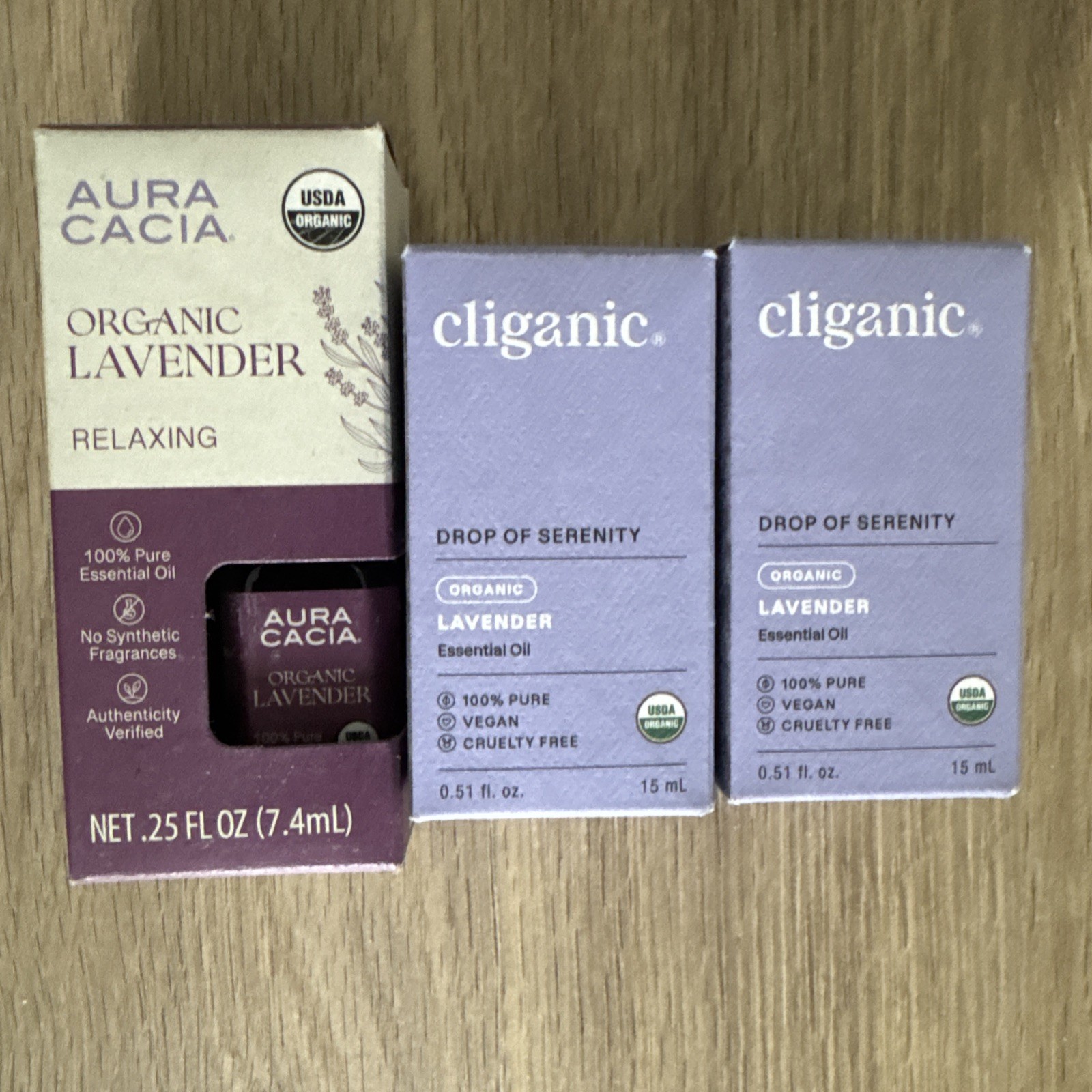 Lot Of 3 Cliganic And Aura Cacia USDA Organic Lavender Essential 0.51 Fl Oz Lot Of 3 Cliganic And Aura Cacia USDA Organic Lavender Essential 0.51 Fl Oz