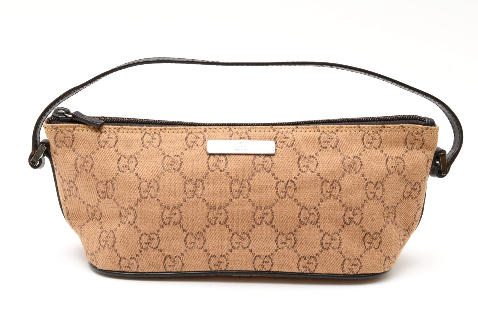 GUCCI [Rank AA] Accessory Pouch Hand Bag Purse GG Canvas Top Handle Orange Brown