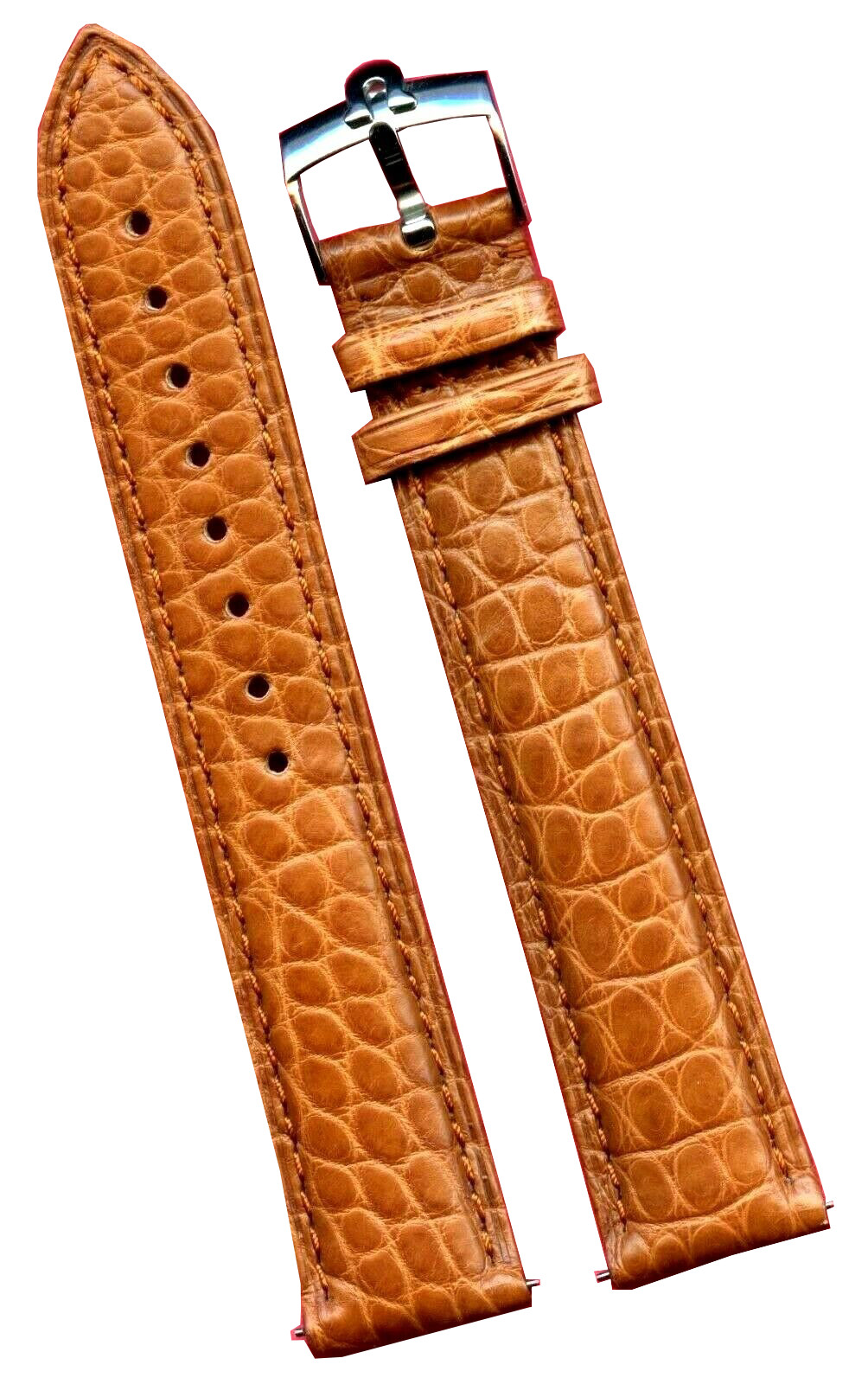 GEN. ALLIGATOR COGNAC BROWN MB BAND STRAP 20mm & GENUINE OMEGA STEEL BUCKLE GEN. ALLIGATOR COGNAC BROWN MB BAND STRAP 20mm & GENUINE OMEGA STEEL BUCKLE