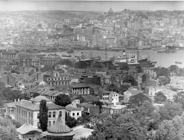 Capital Turkey old walled town Istanbul Bosphorus River looking to- Old Photo