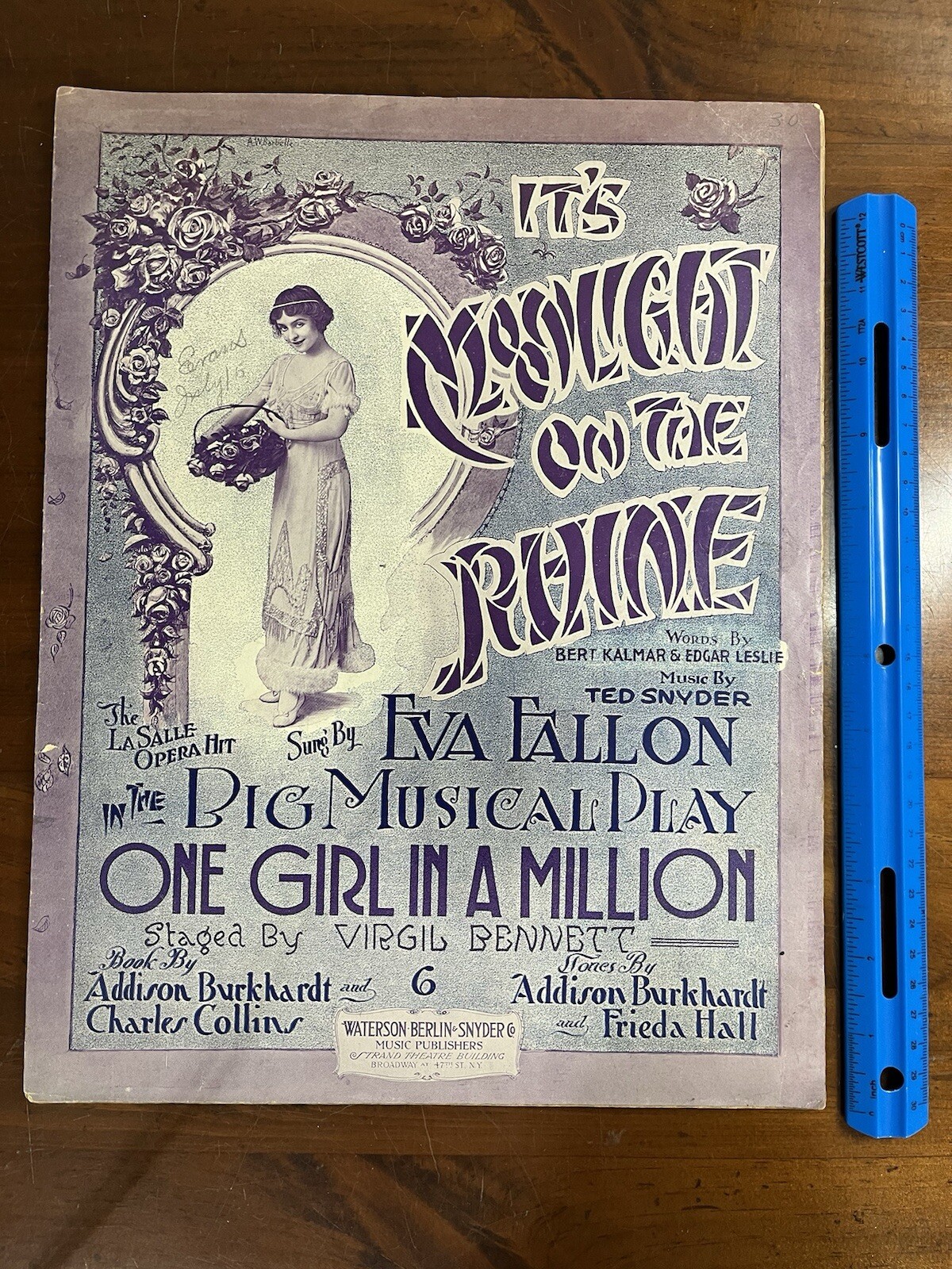It’s Moonlight On The Rhine Antique sheet music Rag Time 1914 Large Format It’s Moonlight On The Rhine Antique sheet music Rag Time 1914 Large Format