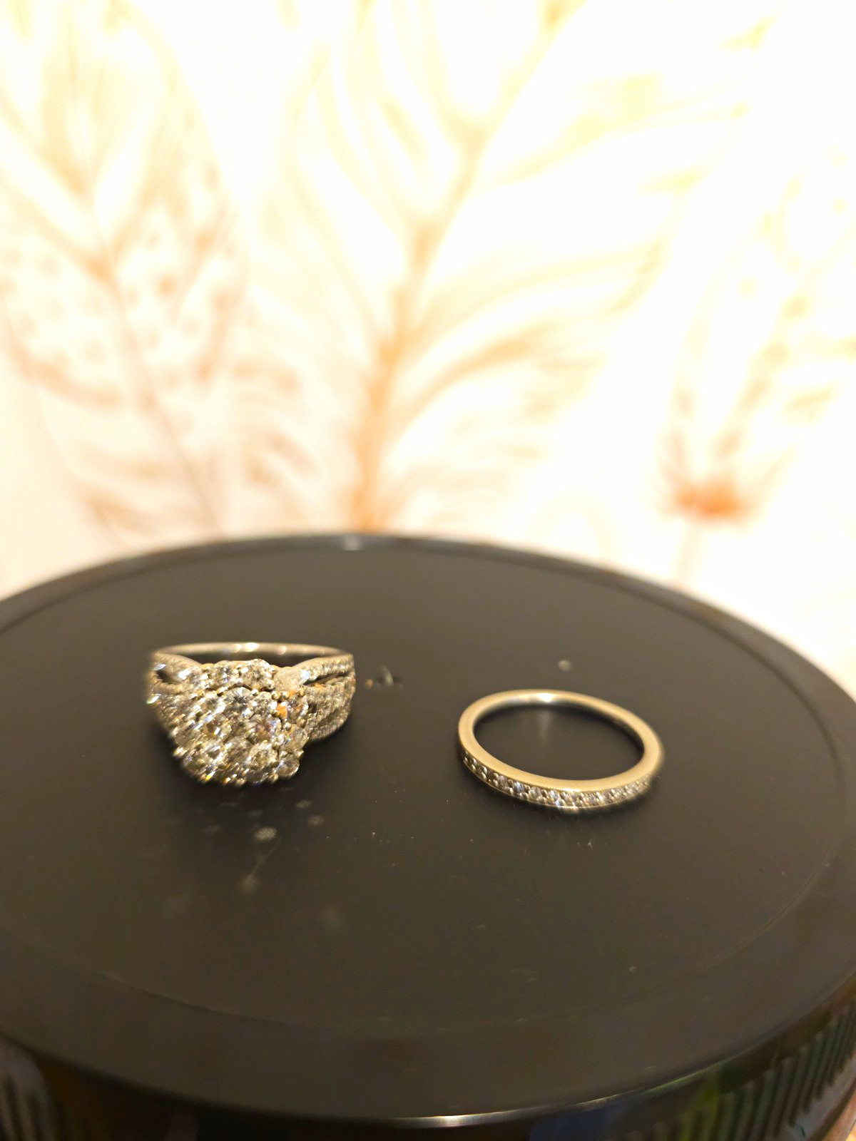 Kay Jewelers 14k White Gold Diamond Cluster Engagement/Wedding Ring Set Sz 7 Kay Jewelers 14k White Gold Diamond Cluster Engagement/Wedding Ring Set Sz 7