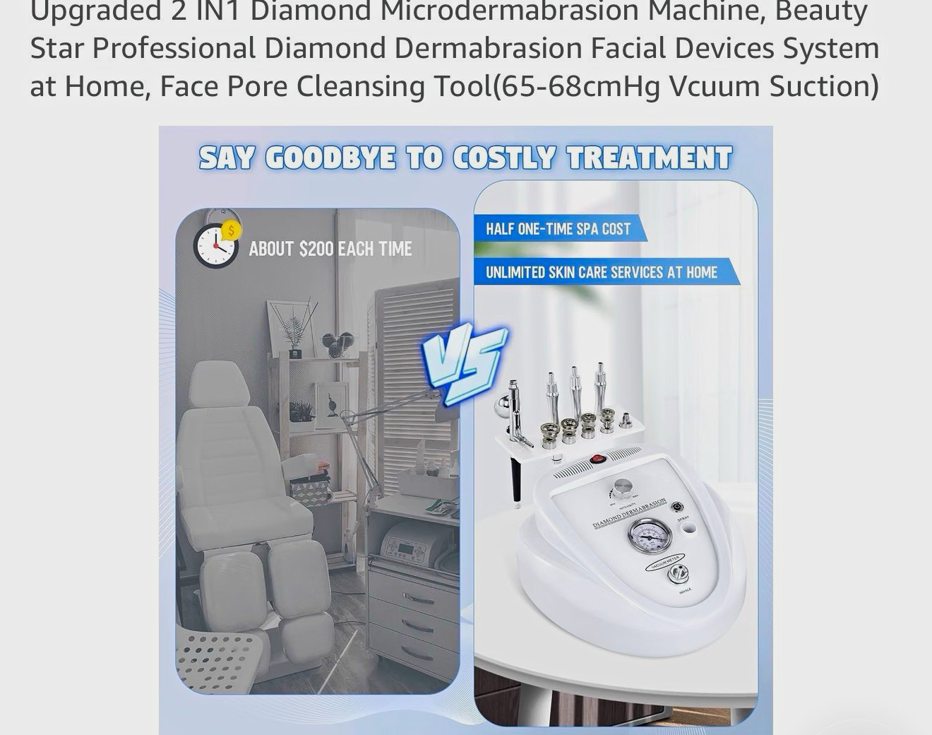Beauty Star 2-in-1 Diamond Microdermabrasion Facial Device System White