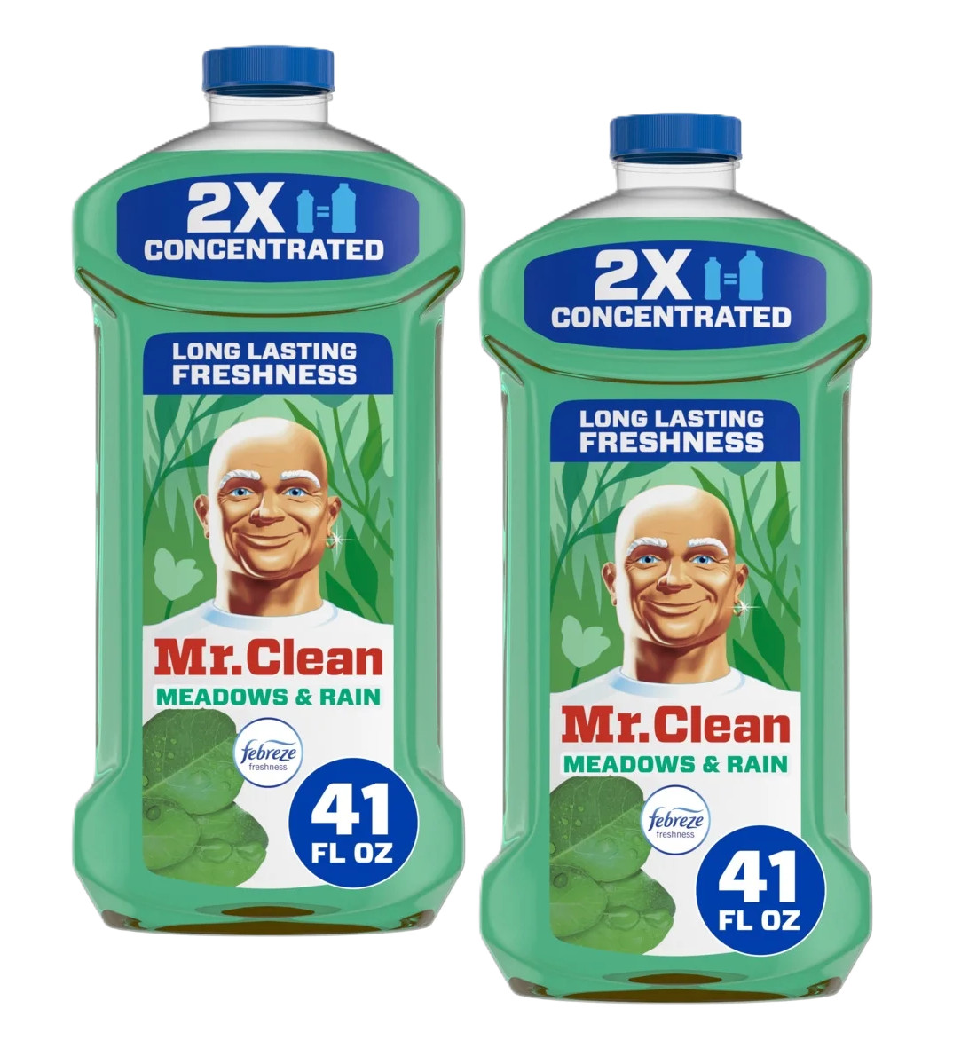 2x Mr. Clean 2X Concentrated Multi Surface Febreze Meadows & Rain Scent 41 fl oz 2x Mr. Clean 2X Concentrated Multi Surface Febreze Meadows & Rain Scent 41 fl oz