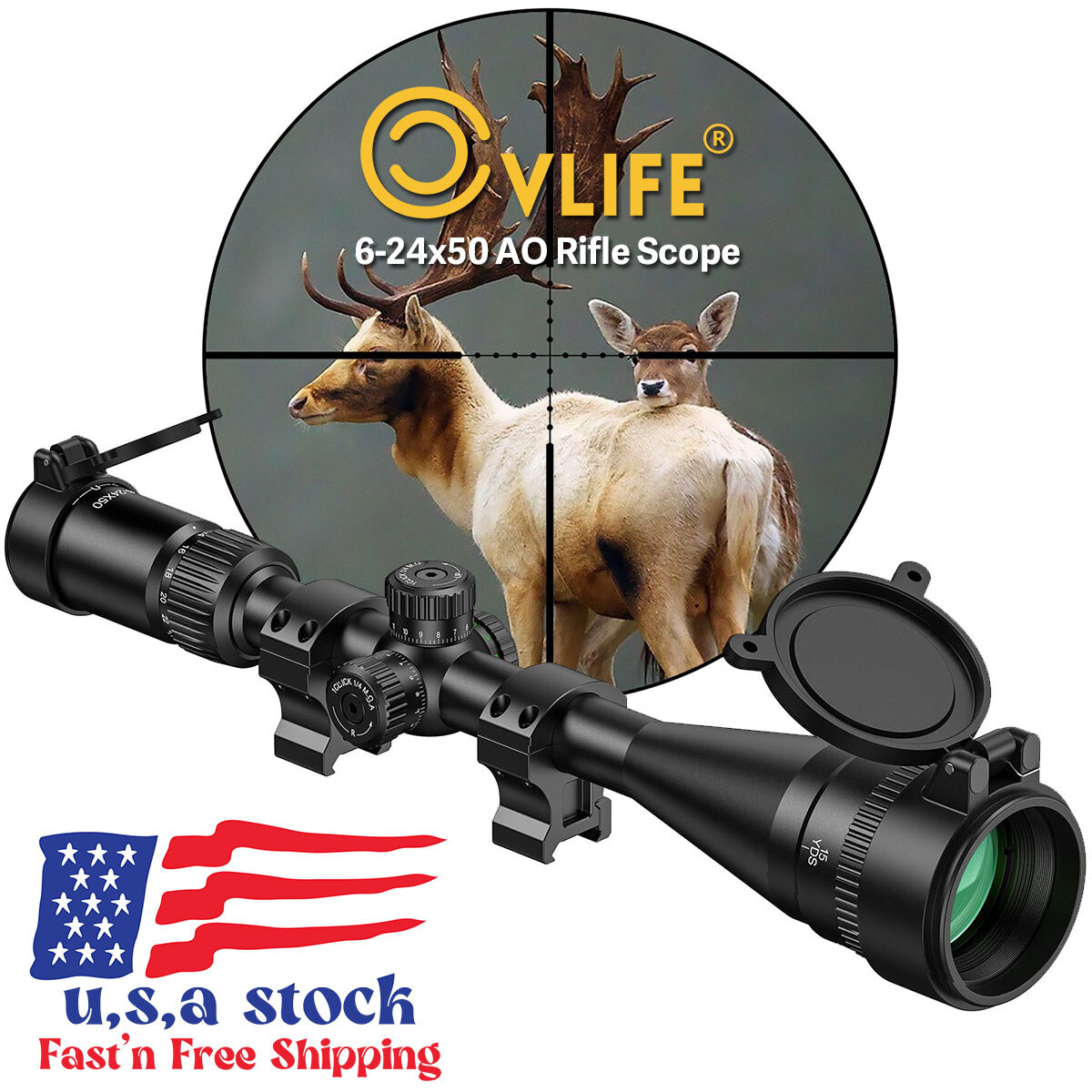 CVLIFE 6-24x50AO Long Range Rifle Scope R/G-Illuminated with Parallax Adjustment CVLIFE 6-24x50AO Long Range Rifle Scope R/G-Illuminated with Parallax Adjustment